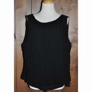 Vintage Kay Unger Black Sleeveless Lined Scoop Neckline Evening Blouse Silky